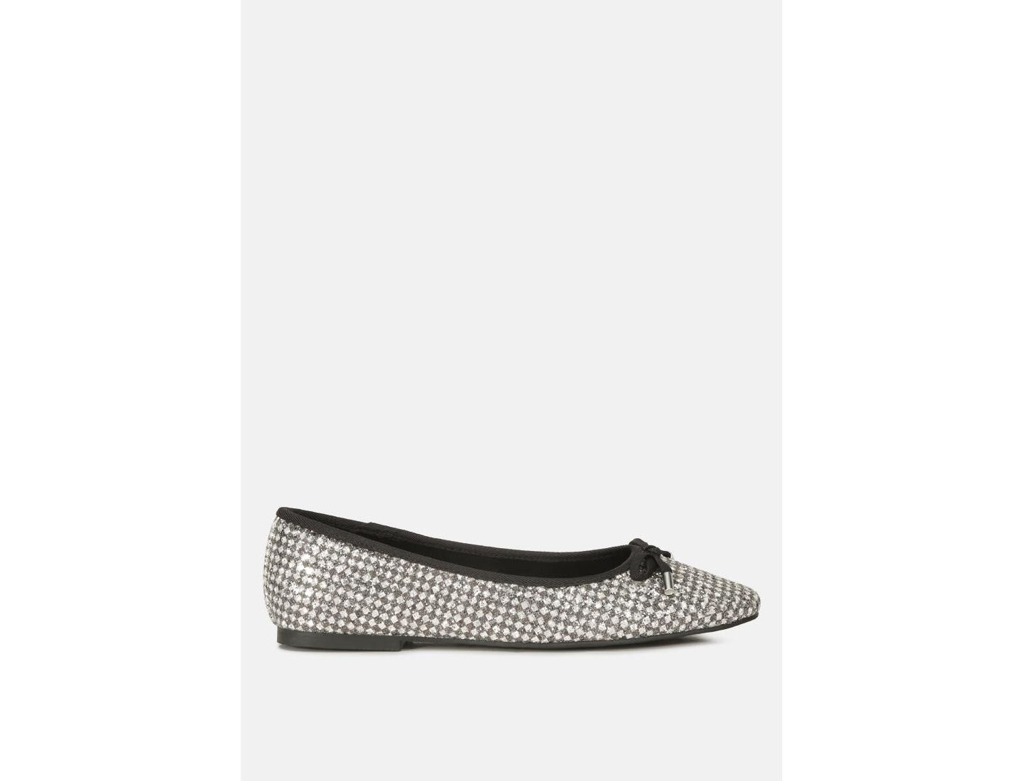 Женские балетки London Rag Harriet Glitter Faux Leather Flat Ballerinas, цвет: Чёрный — фото 1
