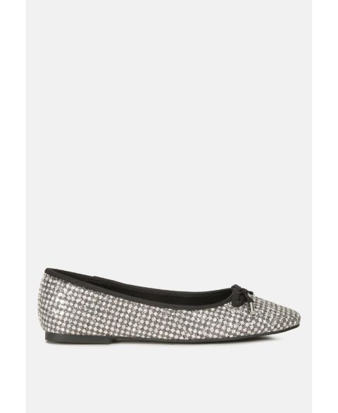 Женские балетки London Rag Harriet Glitter Faux Leather Flat Ballerinas, цвет: Чёрный