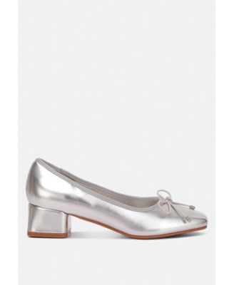 Womens Laga Metallic Low Block Heel s Ballerinas
