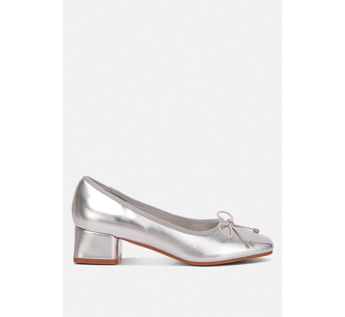 Laga metallic low block heel ballerinas - Silver