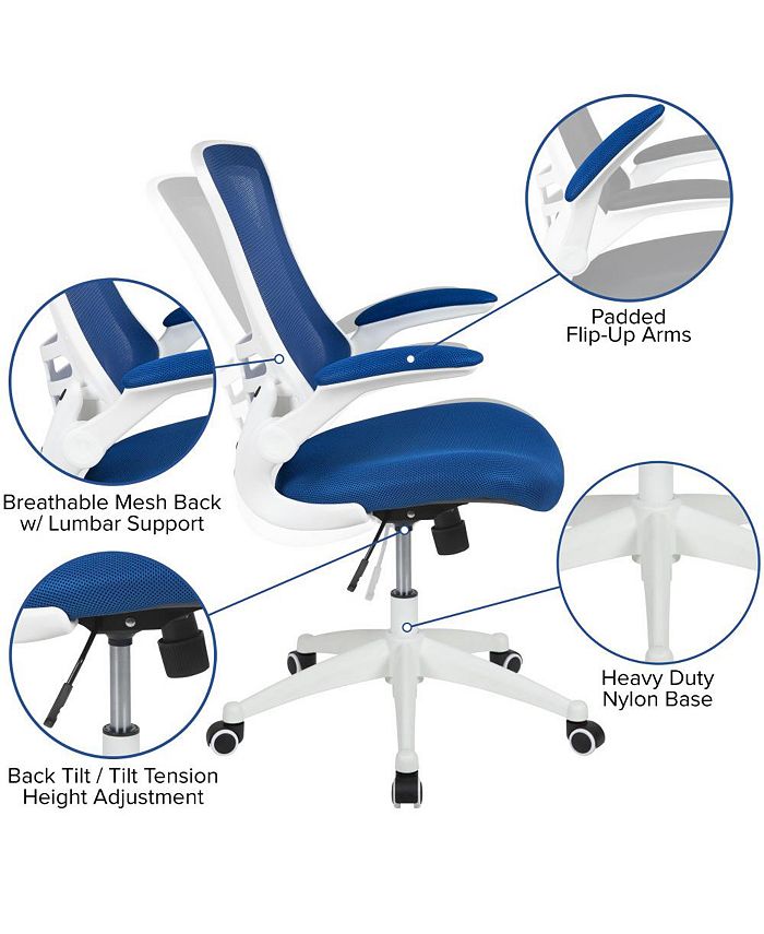 EMMA+OLIVER Mid-Back Mesh Swivel Ergonomic Task Office Chair With Flip ...