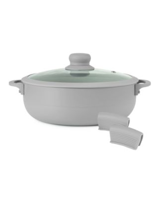 Aluminum 3.5 Qt Caldero with Silicone Rim Glass Lid and Silicone Handle Holder