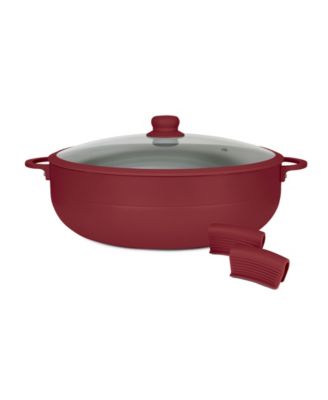 Aluminum 12 Qt Caldero with Silicone Rim Glass Lid and Silicone Handle Holder