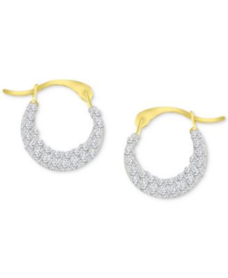 Macy's - Crystal Pav&eacute; Extra Small Hoop Earrings in 10k Gold, 0.45"