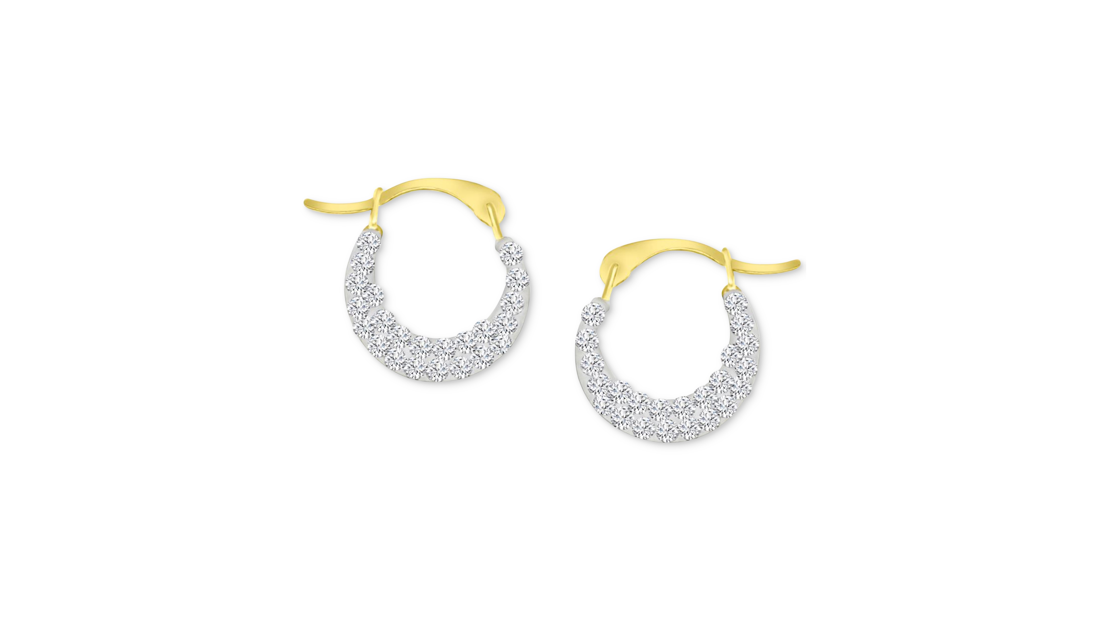 Crystal Pave Extra Small Hoop Earrings in 10k Gold, 0.45"