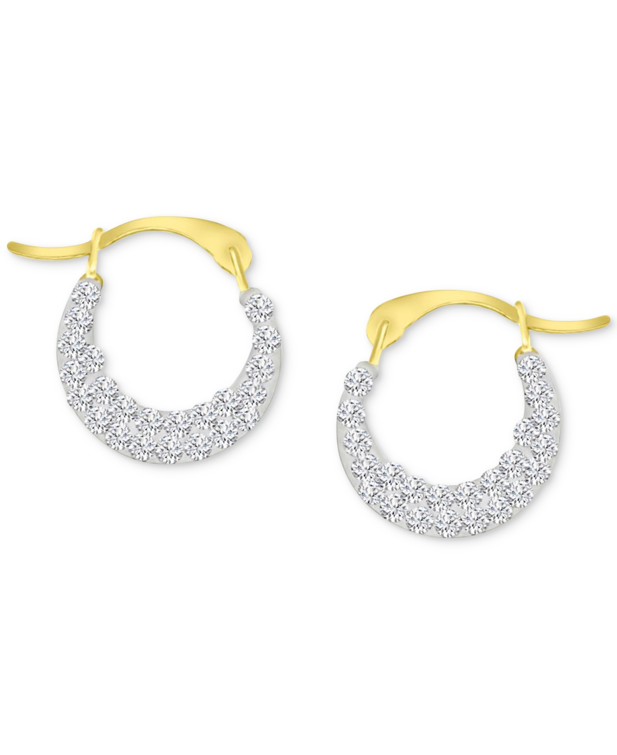 Crystal Pave Extra Small Hoop Earrings in 10k Gold, 0.45" - Gold