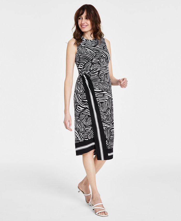 Michael Kors Womens Zebra Print Ring Mini Dress Blue Size Medium