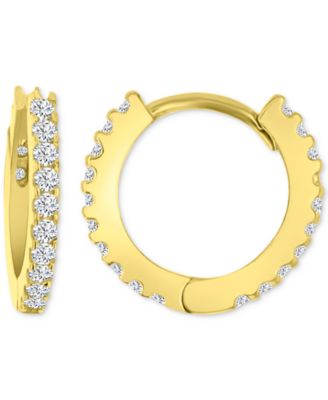 Macy's - Cubic Zirconia Extra Small Hoop Earrings in 14k Gold, 0.39"