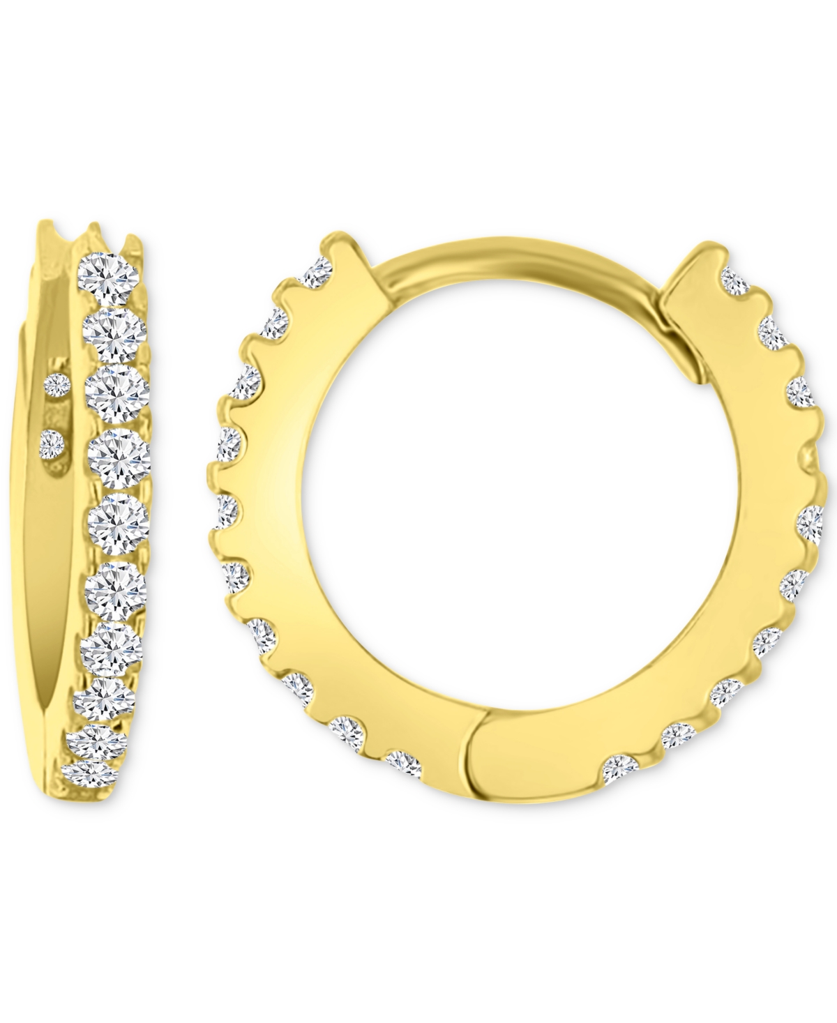 Macy's Cubic Zirconia Extra Small Hoop Earrings In 14k Gold, 0.39" In Gold