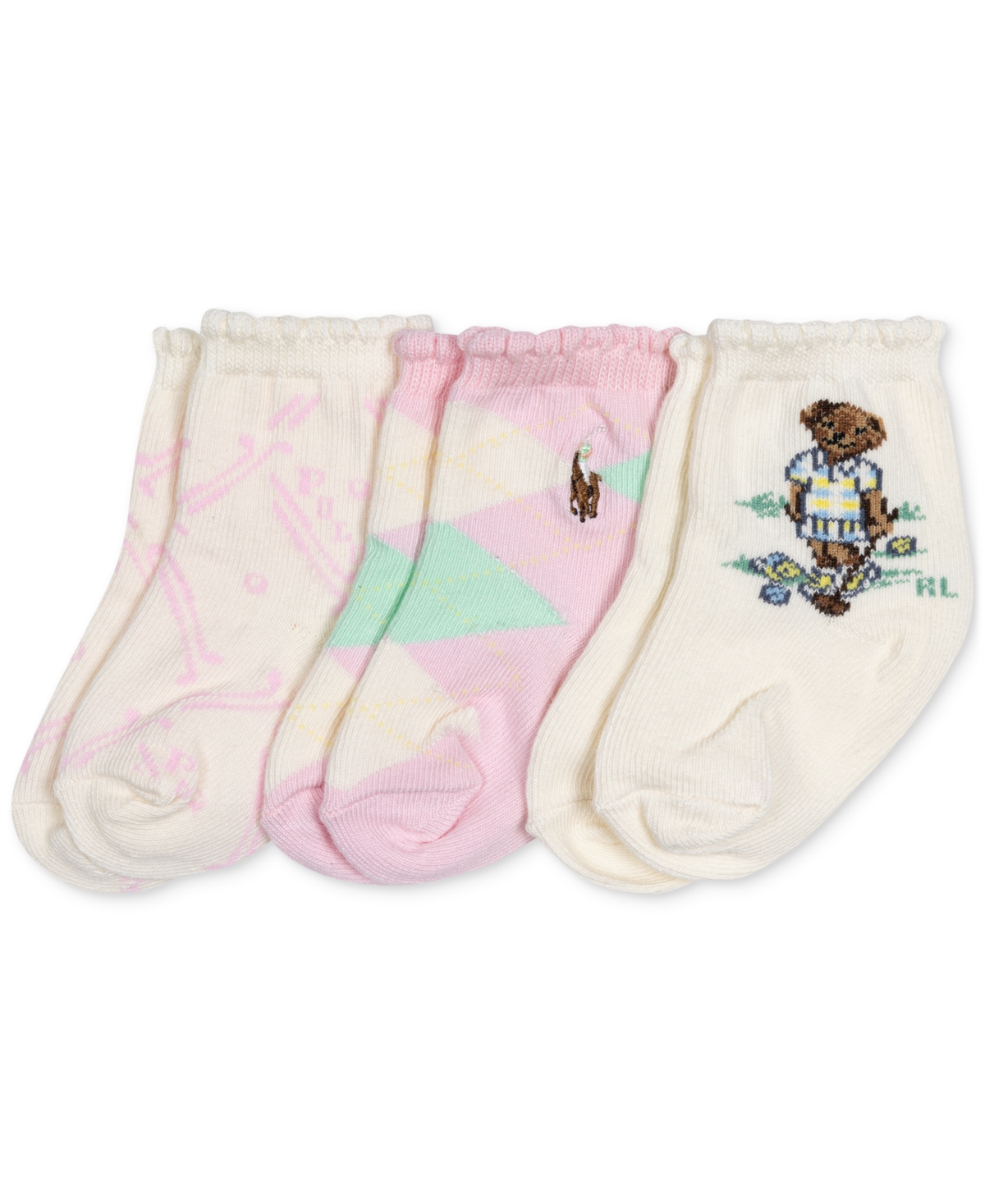 Polo Ralph Lauren Baby Girls 3-pk. Magnolia Grove Bear Socks In Multi