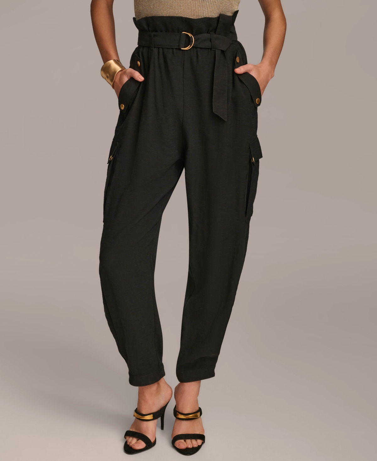 Donna Karan Women's Belted Cargo Pants In Black