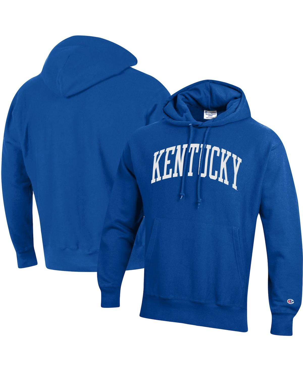 Shop Champion Men's  Royal Kentucky Wildcats Team Arch Reverse Weave Pullover Hoodie