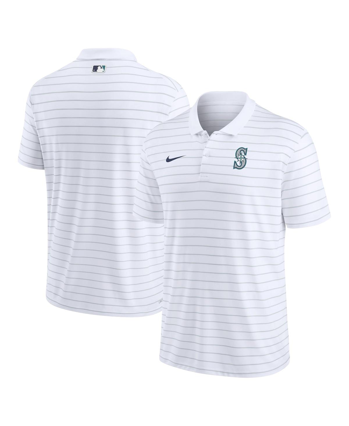 Men's Nike White Seattle Mariners Authentic Collection Victory Striped Performance Polo Shirt - White