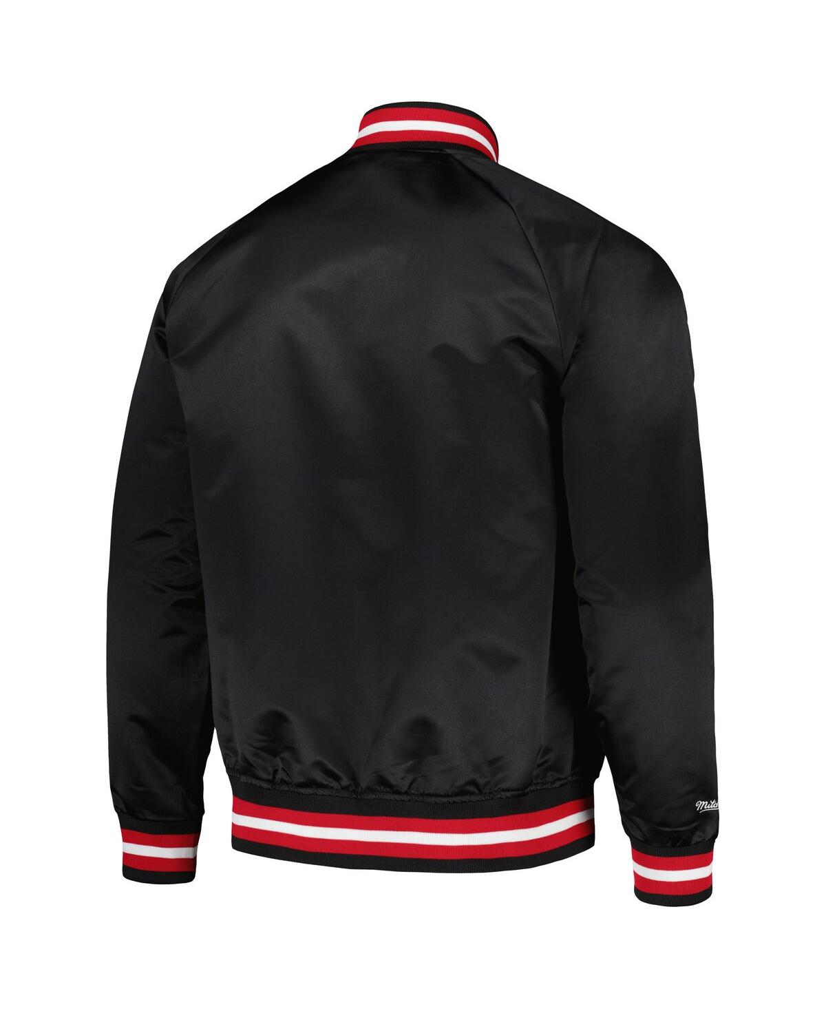Men's Mitchell & NessPortland Trail Blazers Hardwood Classics Throwback Wordmark Raglan Full-Snap Jacket - Black