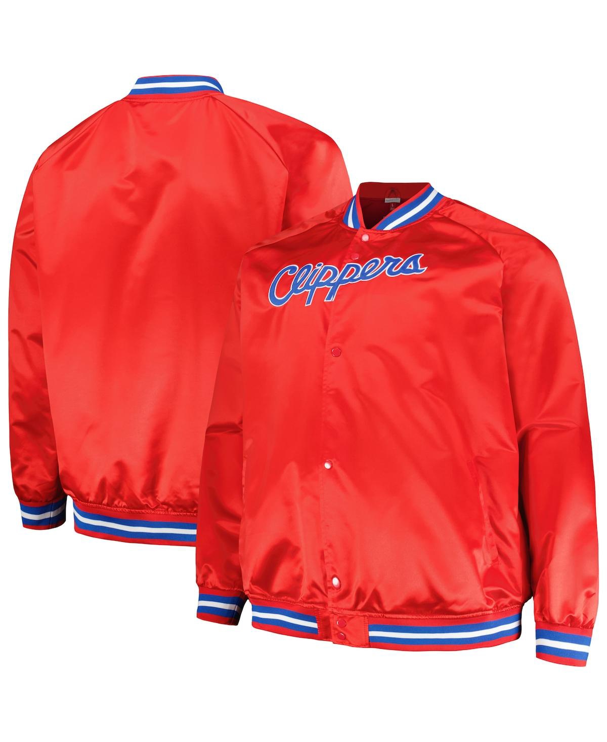 Shop Mitchell & Ness Men's  Red La Clippers Hardwood Classics Throwback Wordmark Raglan Full-snap Jacket