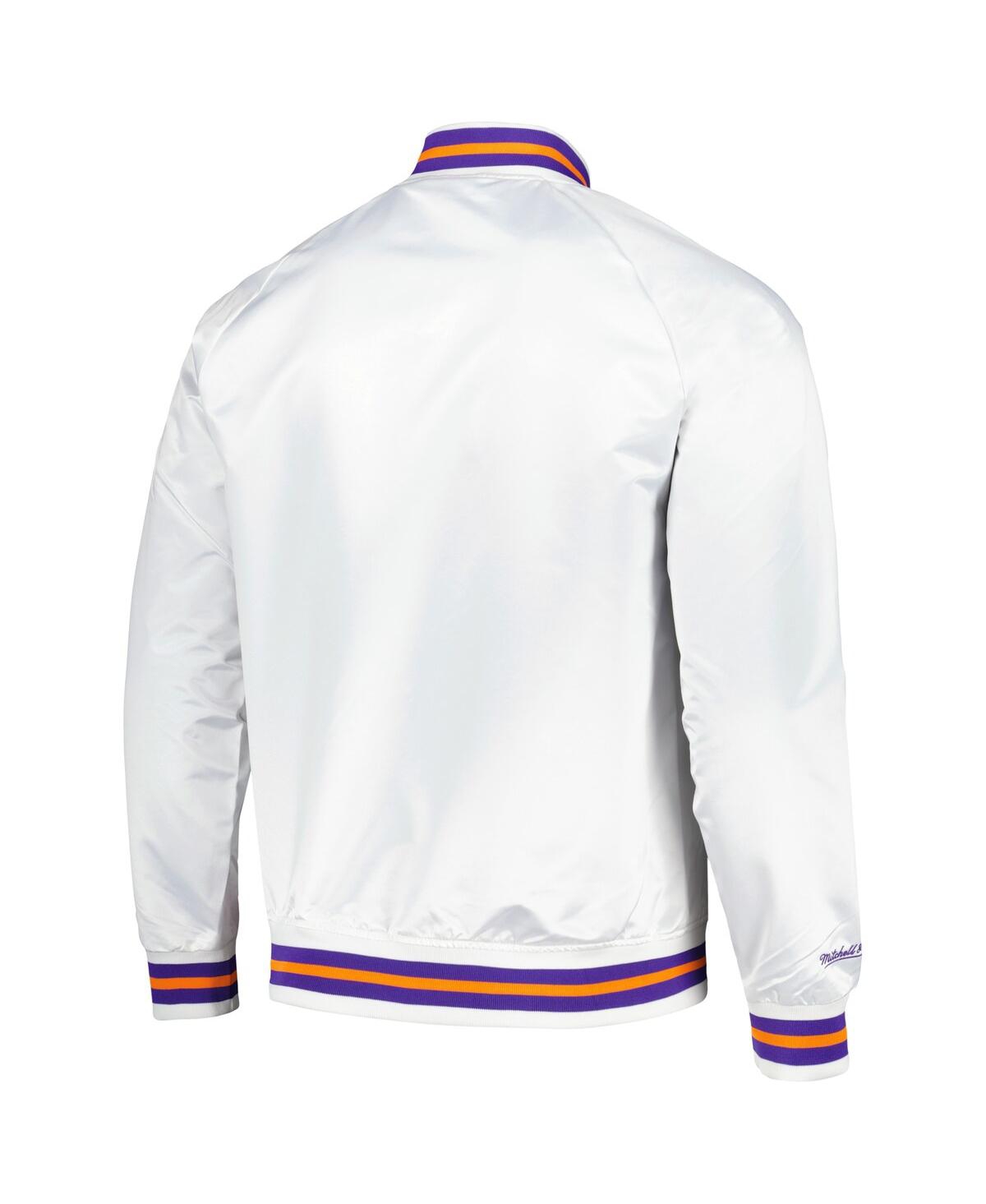 Men's Mitchell & NessPhoenix Suns Hardwood Classics Throwback Wordmark Raglan Full-Snap Jacket - White