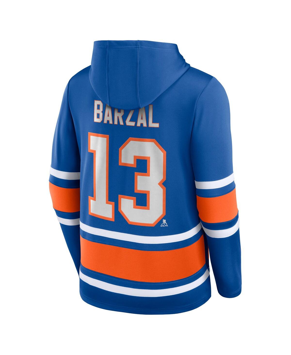 Men's Fanatics Mathew BarzalNew York Islanders Name and Number Lace-Up Pullover Hoodie - Royal