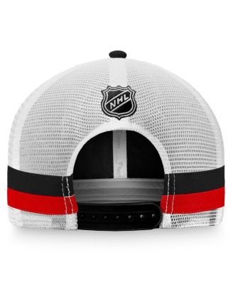 Men's Black, White Chicago Blackhawks Fundamental Striped Trucker Adjustable Hat