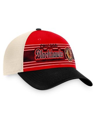 Men's Red, Black Distressed Chicago Blackhawks Heritage Vintage-Like Trucker Adjustable Hat