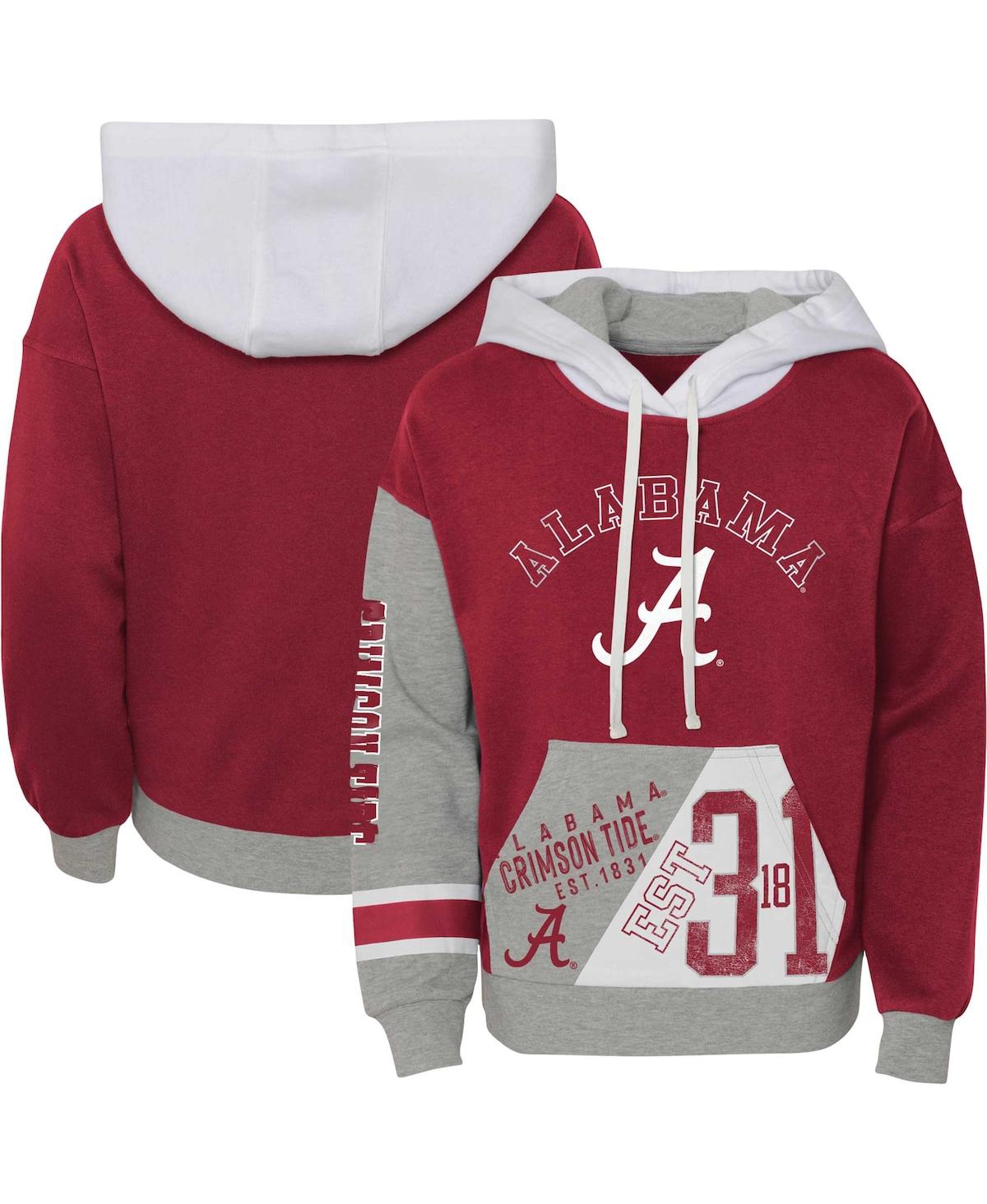 Shop Outerstuff Girls Youth Crimson Distressed Alabama Crimson Tide True Fan Soft Fleece Pullover Hoodie