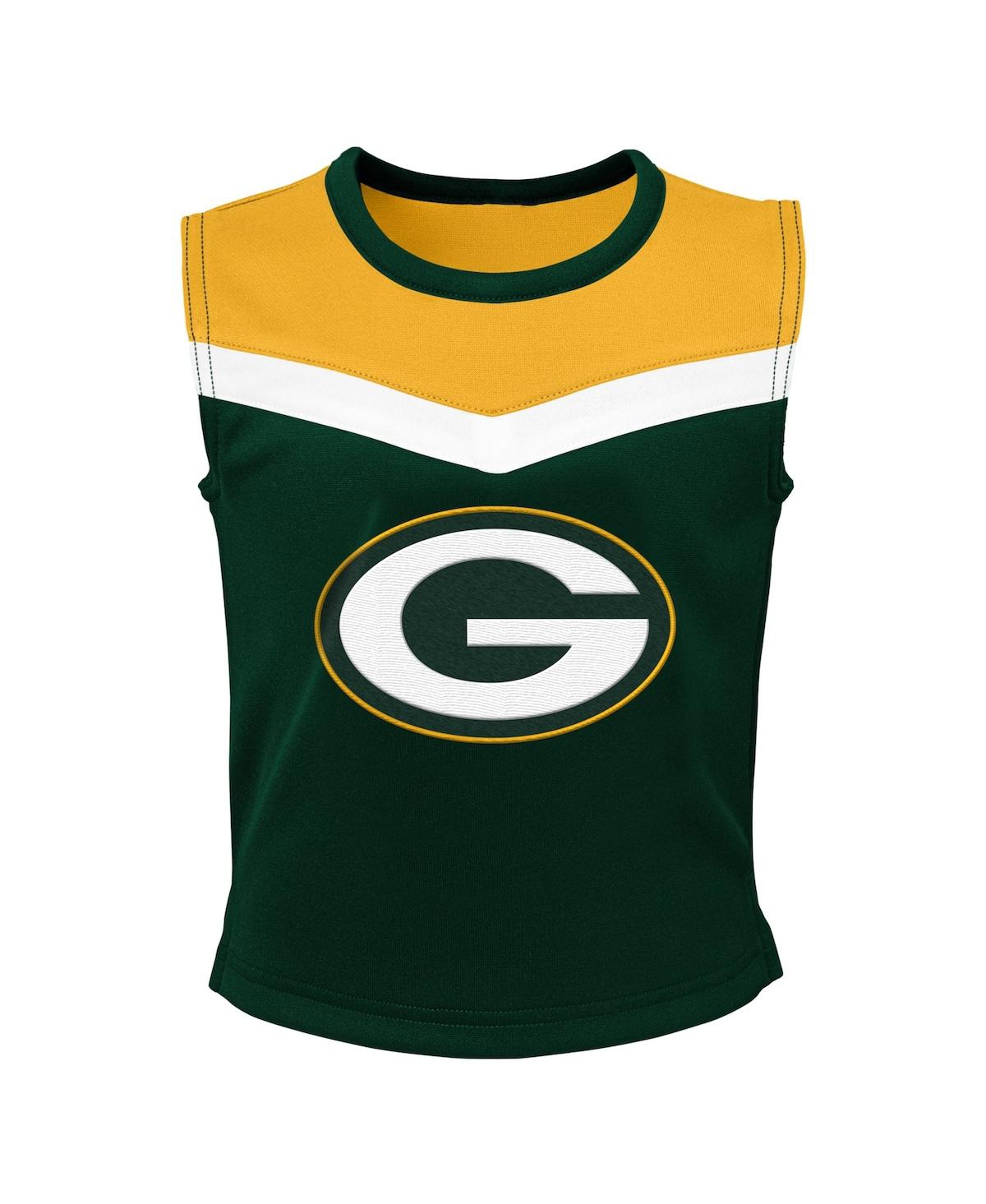 Outerstuff Little Girls Green Green Bay Packers Spirit Cheerleader Two-piece Set With Bloomers In Green