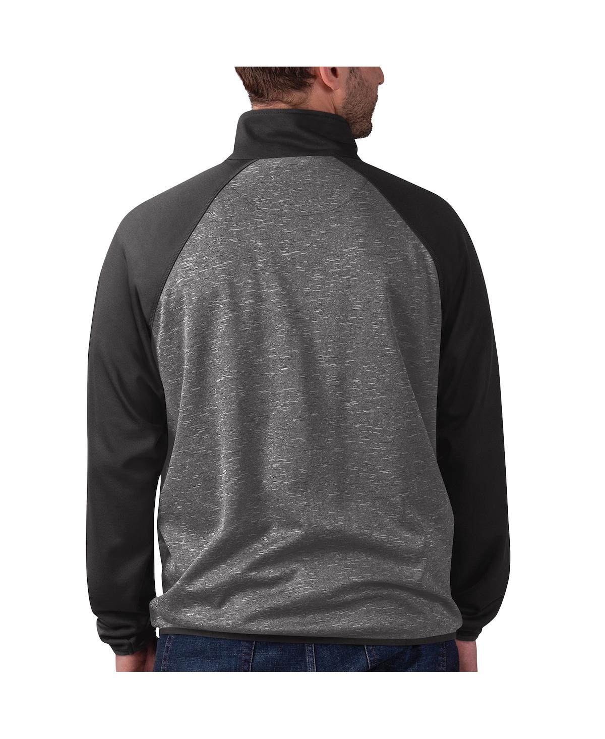 G-III SPORTS BY CARL BANKS MEN'S G-III SPORTS BY CARL BANKS BLACK CHICAGO BLACKHAWKS RUNNERSÂ RAGLAN FULL-ZIP TRACK JACKET 