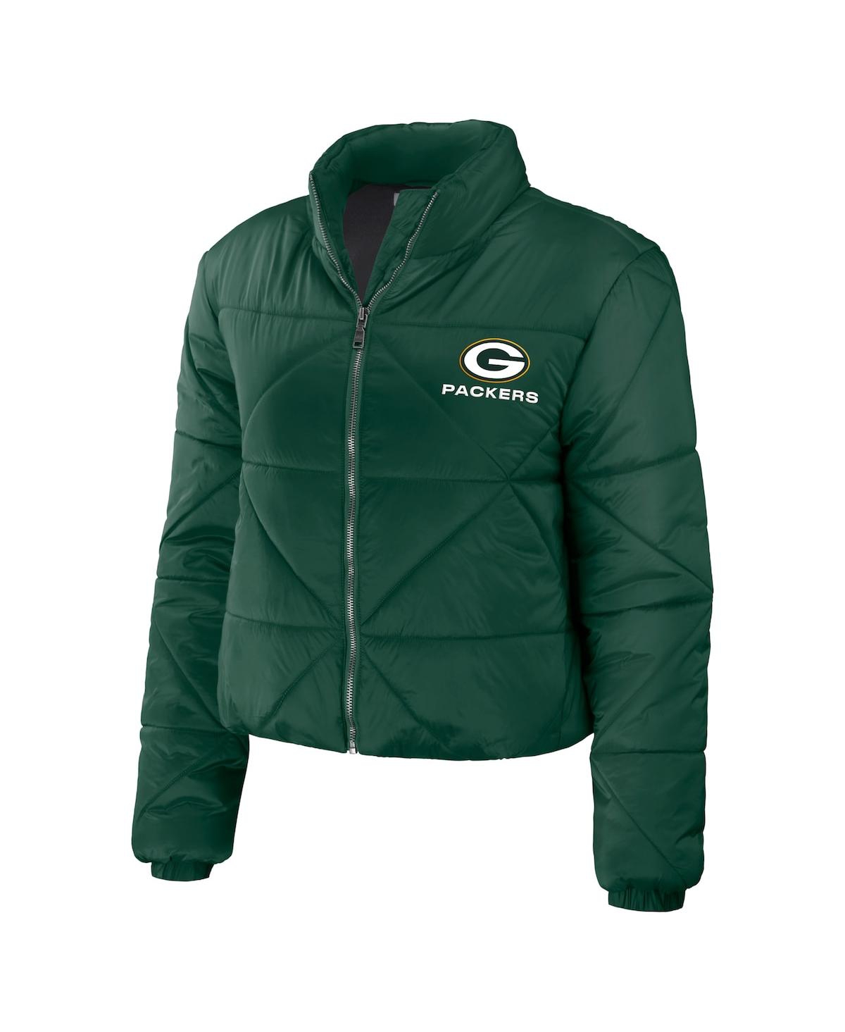 Women's Wear by Erin AndrewsGreen Bay Packers Cropped Puffer Full-Zip Jacket - Green