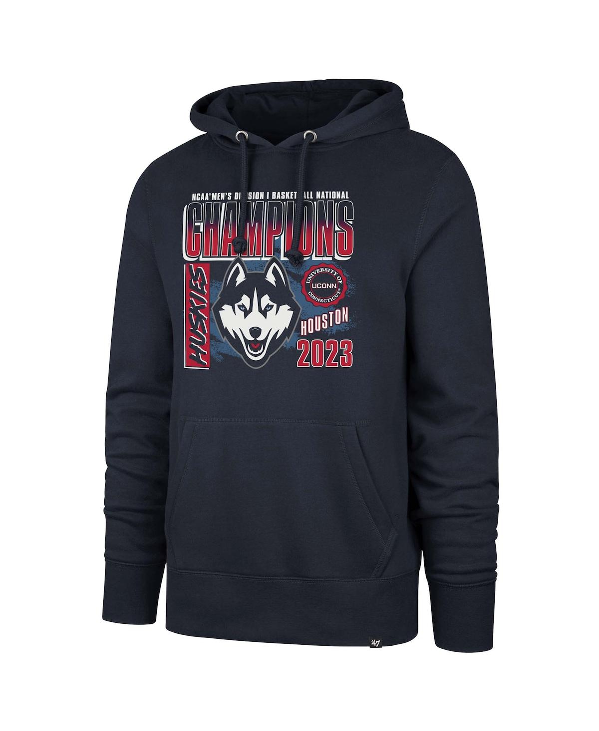 Men's 47UConn Huskies 2023 Ncaa Men's Basketball National Champions Mascot Pullover Hoodie - Navy