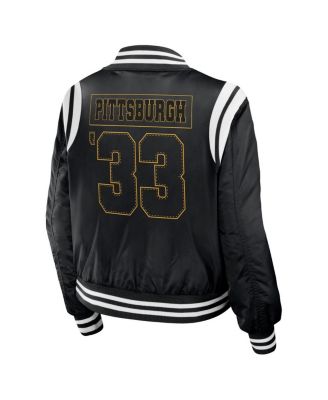 Women's Black Pittsburgh Steelers Bomber Full-Zip Jacket