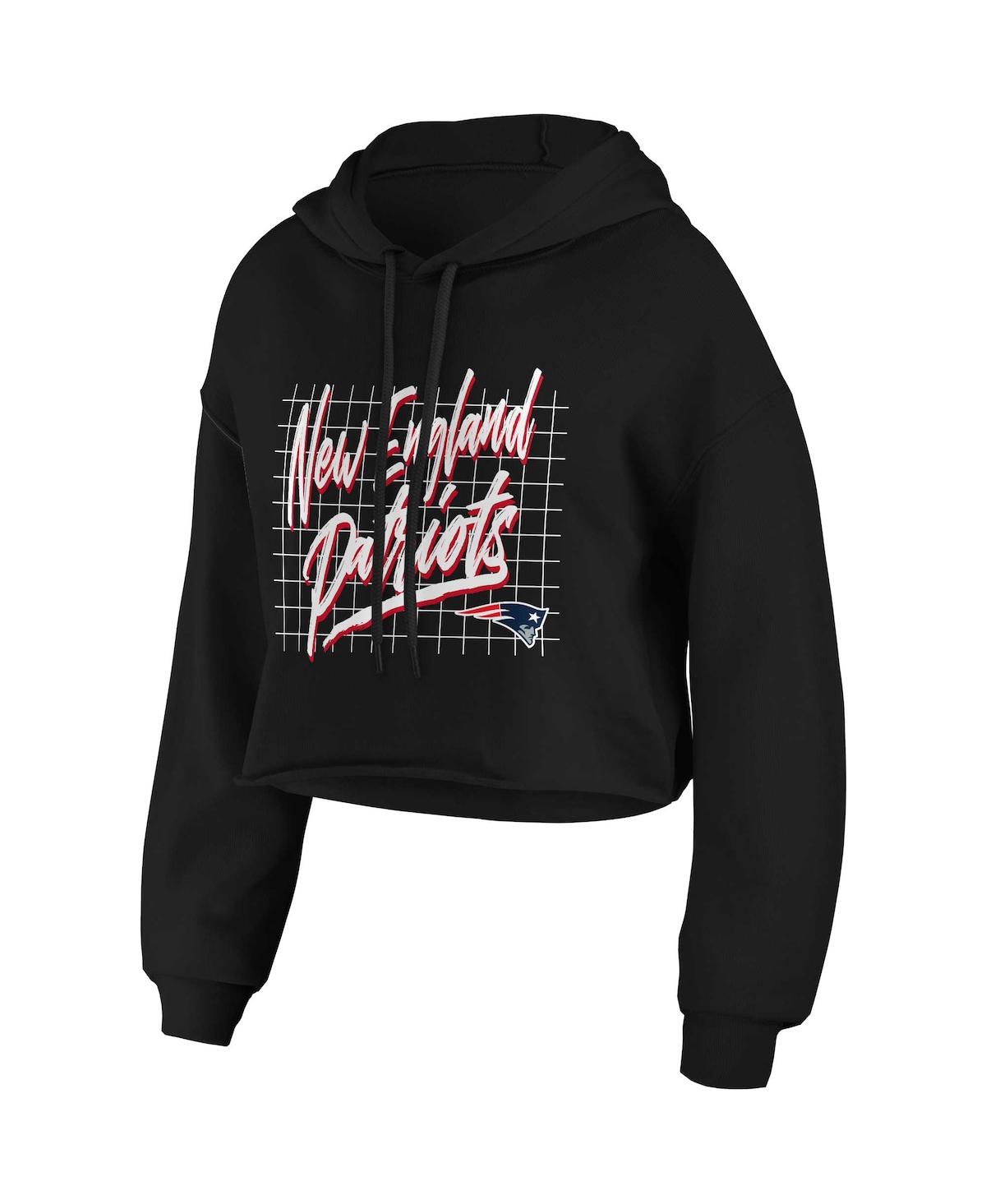Wear By Erin Andrews Women's  Black New England Patriots Domestic Cropped Pullover Hoodie In Black