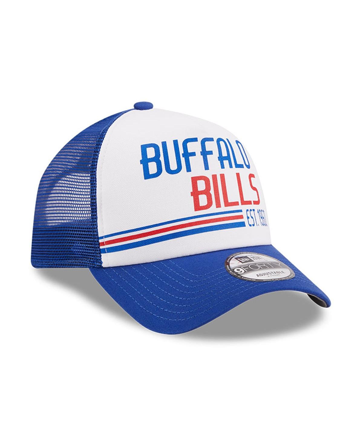 New Era Men's  White, Royal Buffalo Bills Stacked A-frame Trucker 9forty Adjustable Hat In White,royal