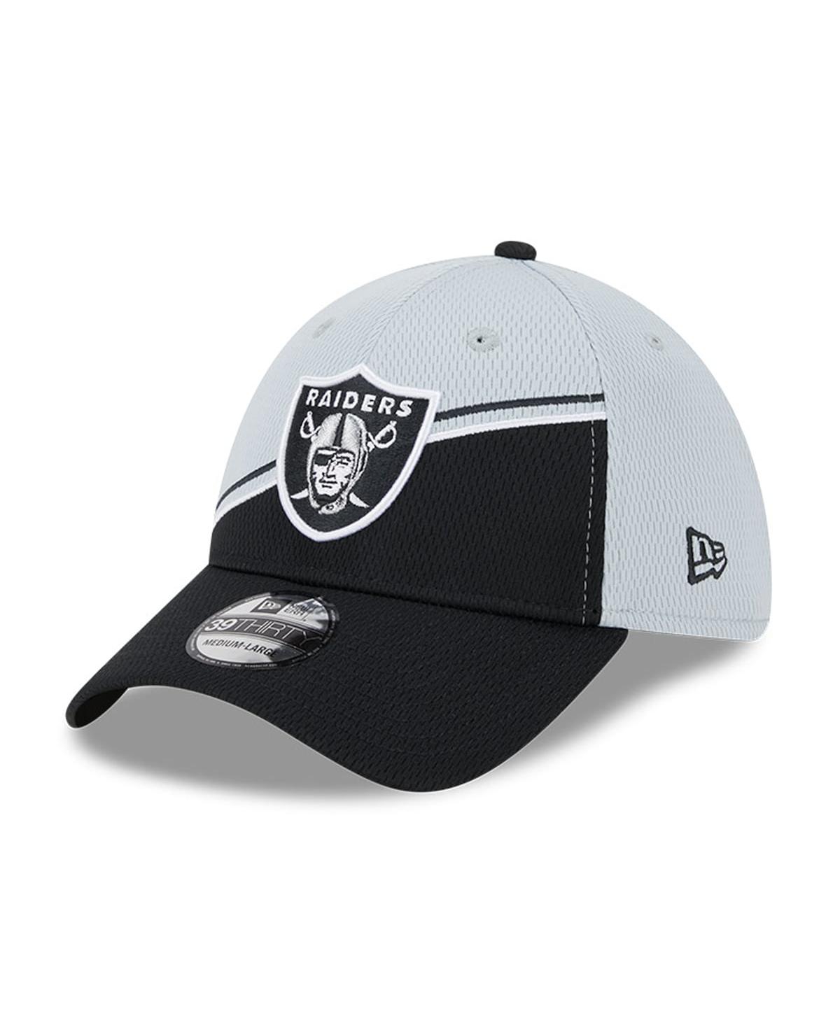 New Era Men's  Gray, Black Las Vegas Raiders 2023 Sideline 39thirty Flex Hat In Gray,black