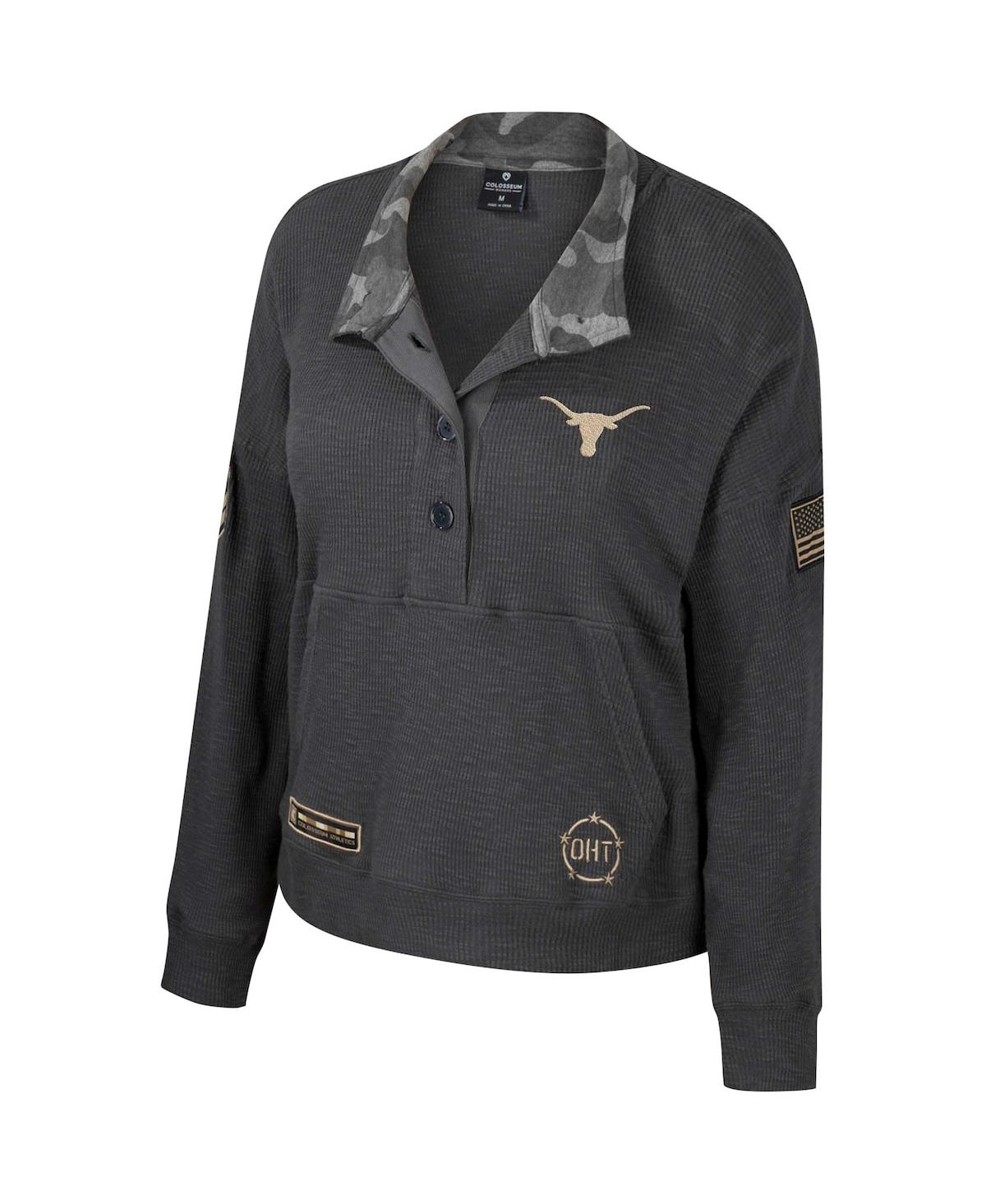 Colosseum Women's  Heather Charcoal Texas Longhorns Oht Military-inspired Appreciation Payback Henley In Heather Charcoal