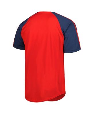 Men's Red Los Angeles Angels Button-Down Raglan Fashion Jersey