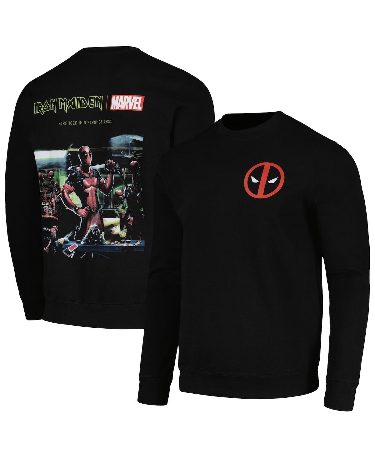 Shop Global Merch Men's Black Deadpool Iron Maiden Sweatshirt