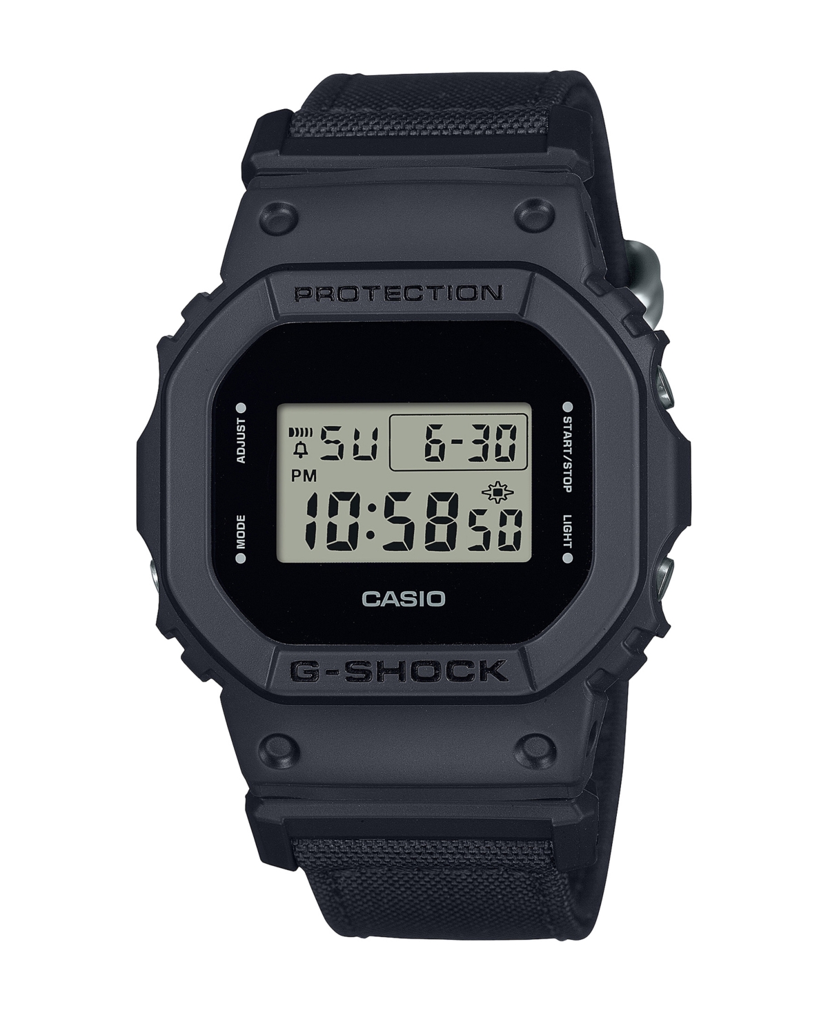 G-shock Men's Digital Black Cordura And Resin Watch, 42.8mm, Dw5600bce-1