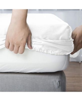 Satin Washable Fitted Sheet, White, Queen