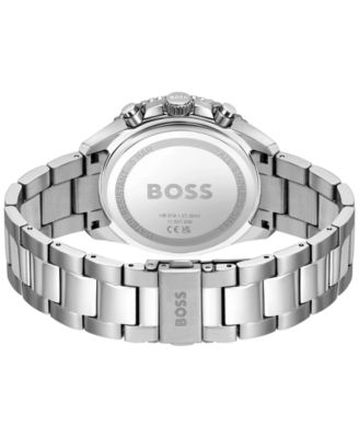 Men's Runner Quartz Chrono Silver-Tone Stainless Steel Watch 44mm