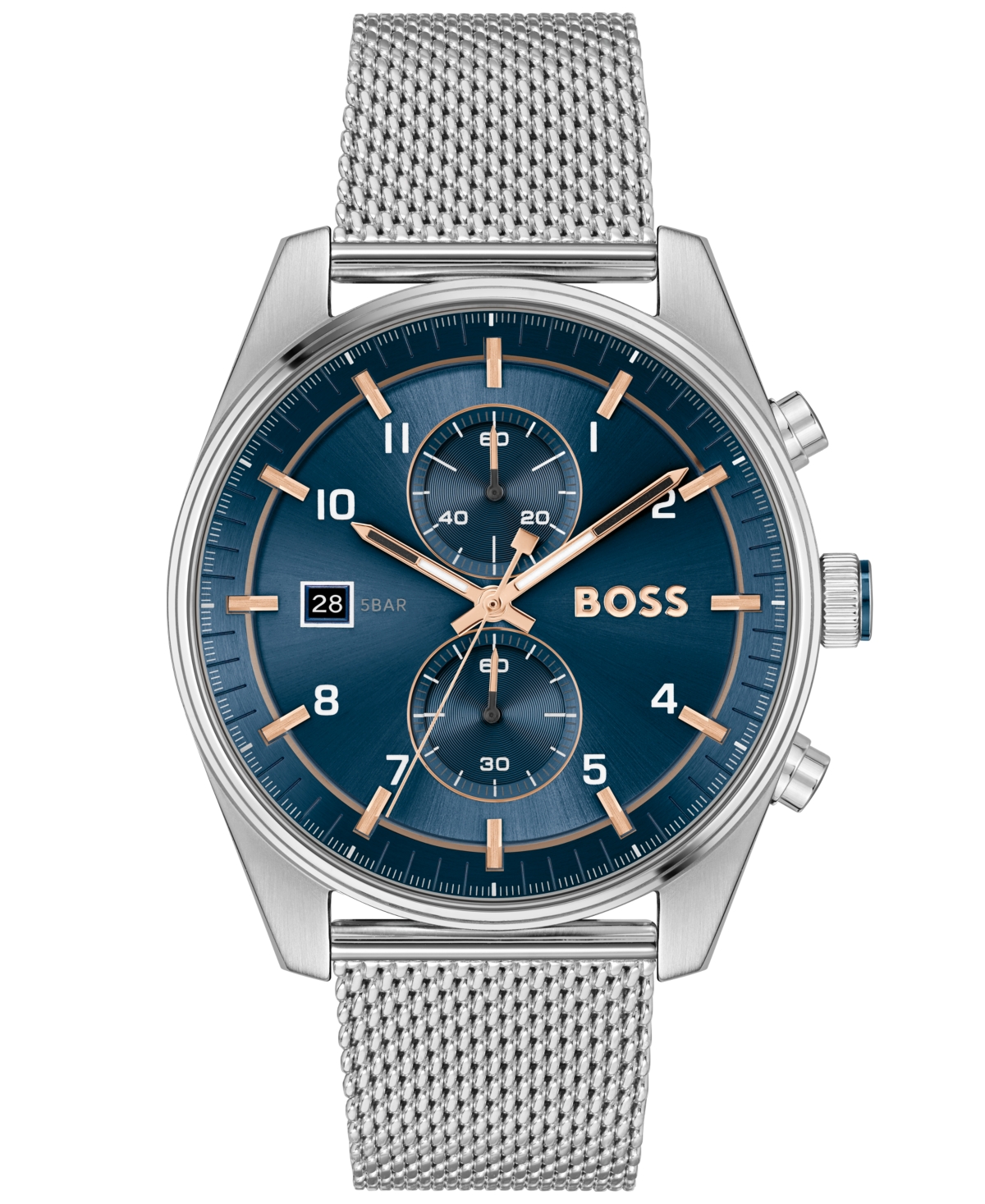 Shop Hugo Boss Boss Men's Skytraveller Quartz Fashion Chrono Silver-tone Stainless Steel Watch 44mm