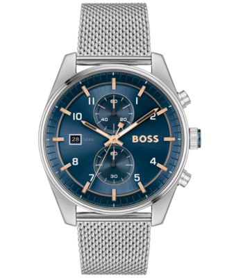 HUGO BOSS Men's Skytraveller Quartz Fashion Chrono Silver-Tone
