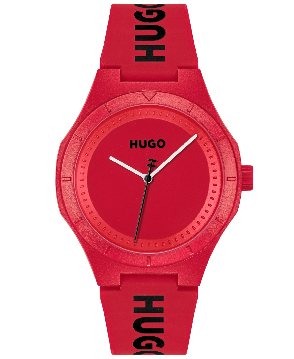 Shop Hugo Men's Lit For Him Quartz Red Silicone Watch 42mm