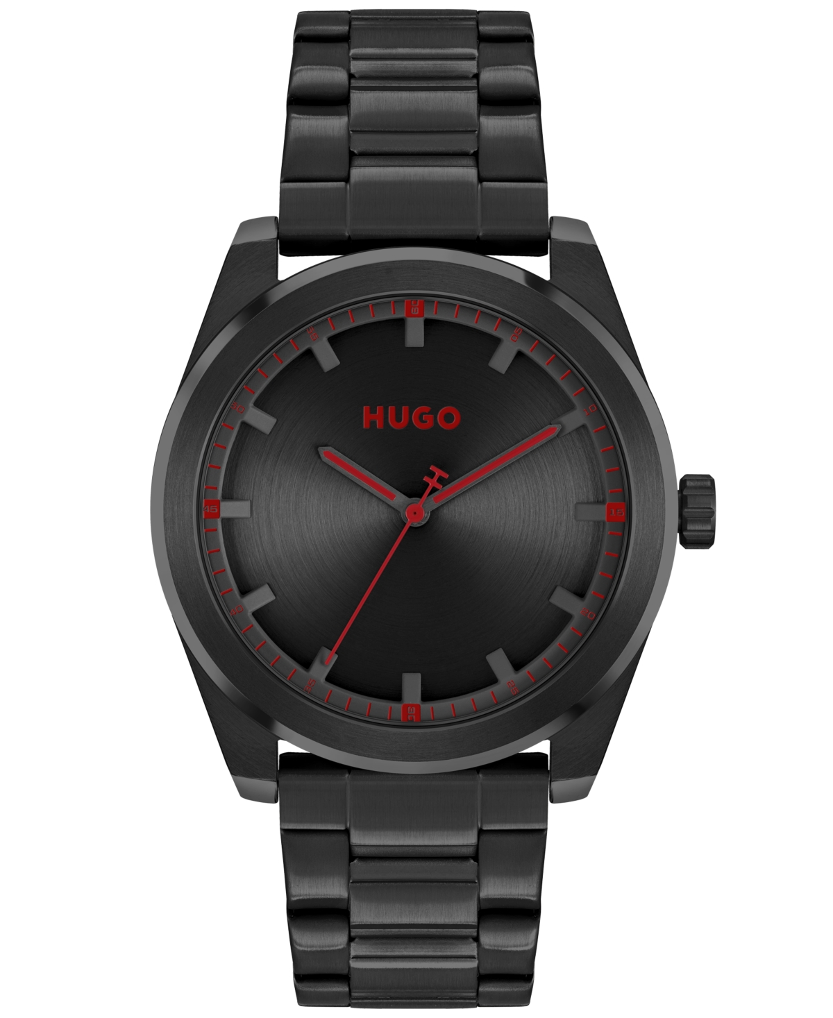 Shop Hugo Men's Bright Quartz Ionic Plated Black Steel Watch 42mm