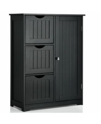 Bathroom Floor Cabinet Side Storage Cabinet with 3 Drawers and 1 Cupboard