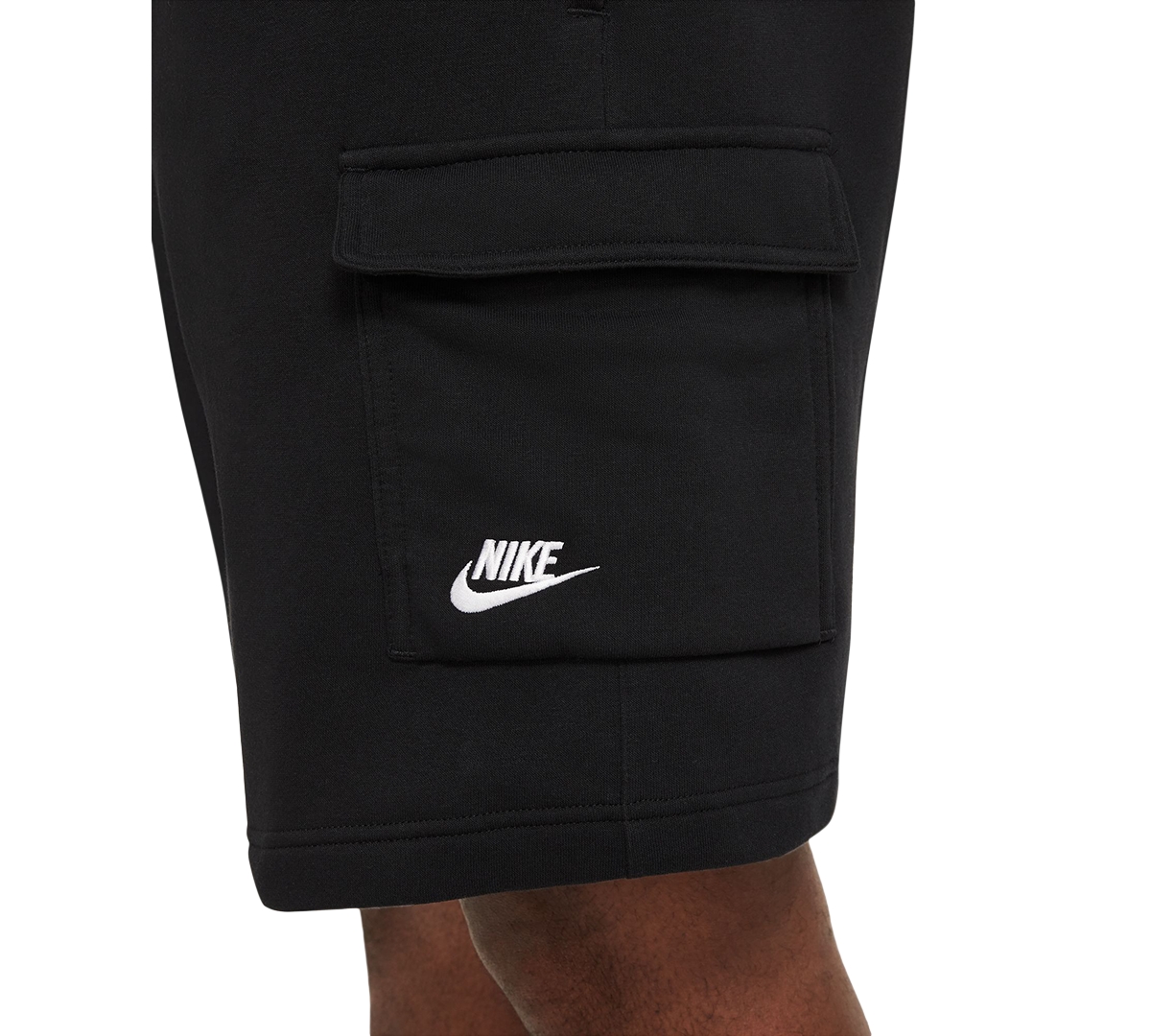Shop Nike Men's Sportswear Club Fleece Cargo Shorts In Black,white