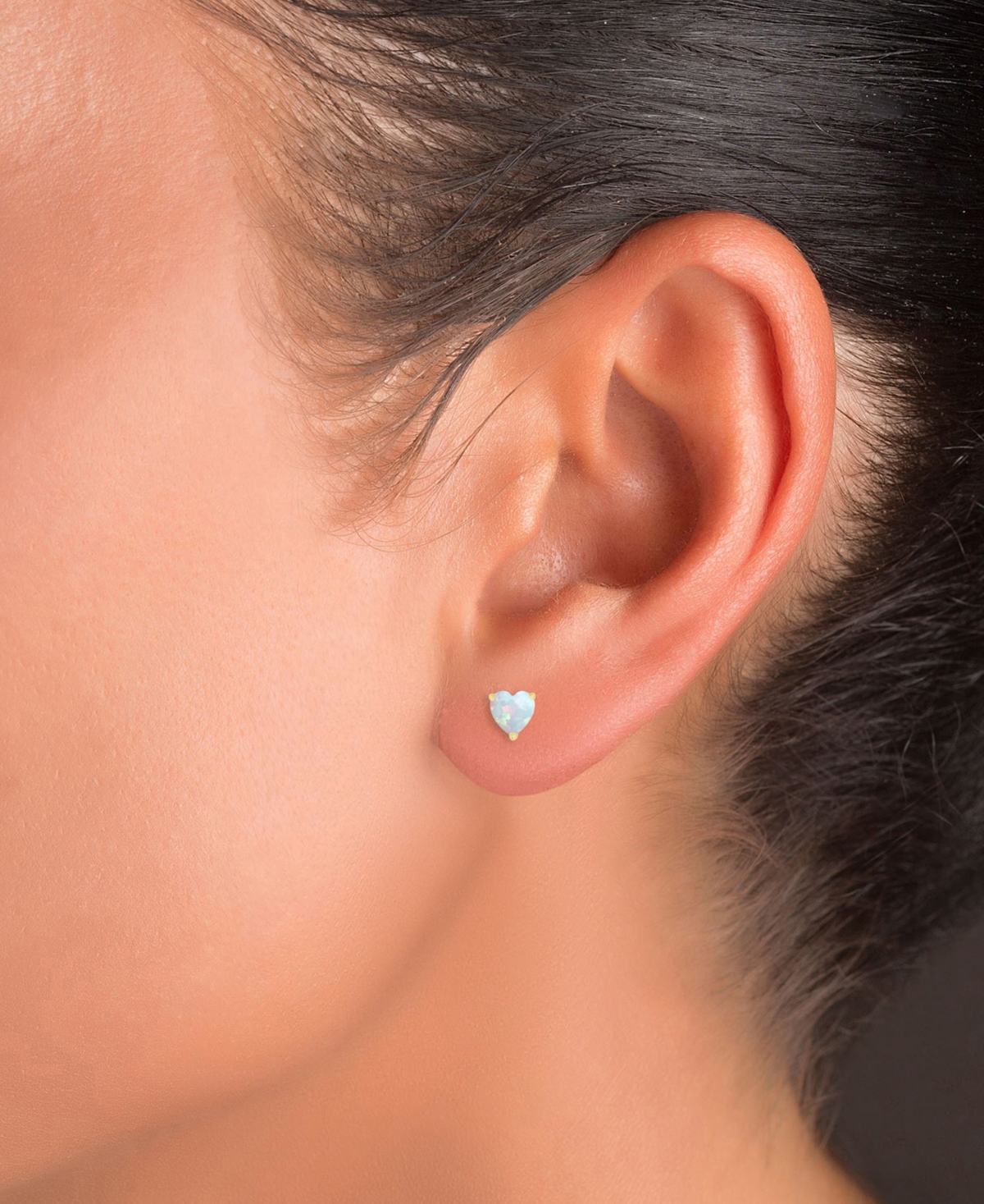 Lab-Grown Opal Heart-Shaped Solitaire Stud Earrings (5/8 ct. t.w.)