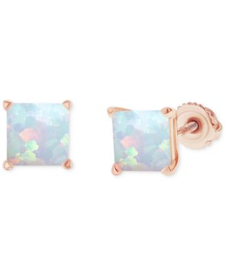 Macy's - Lab-Grown Opal Square Screw Back Stud Earrings (3/4 ct. t.w.)