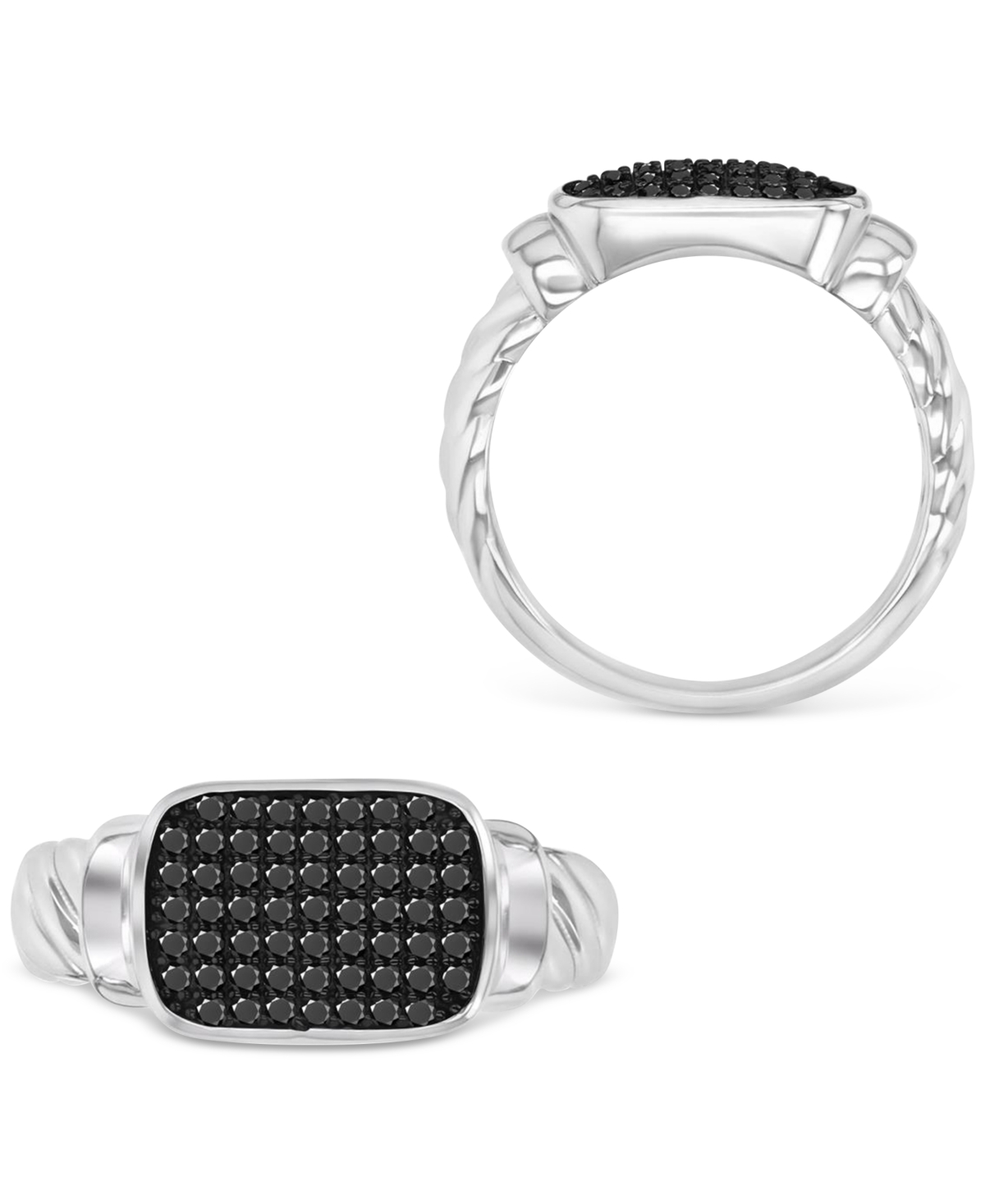 Macy's Black Spinel Pave Cluster Statement Ring (3/8 Ct. T.w.) In Sterling Silver In Black Spinel