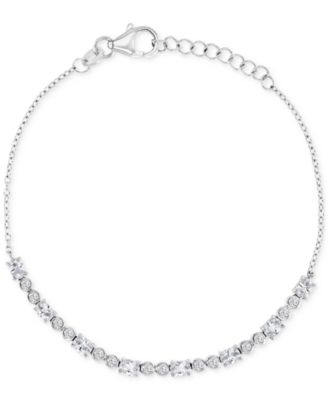 Cubic Zirconia Oval & Bezel Chain Link Bracelet