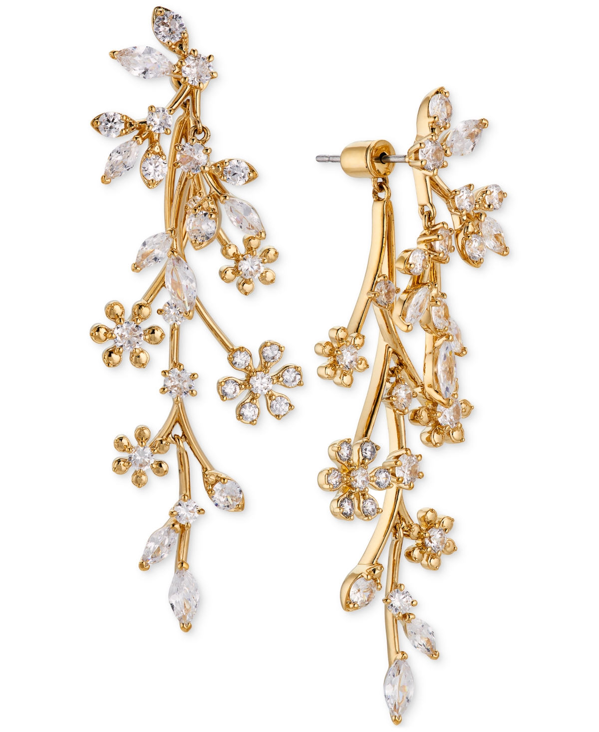 Eliot Danori Cubic Zirconia Flower Front-to-back Earrings, Created For Macy's In Gold
