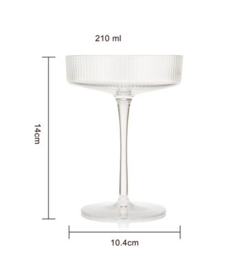 Ribbed Eve Martini and Champagne Coupe Cocktail Glasses, Set of 2